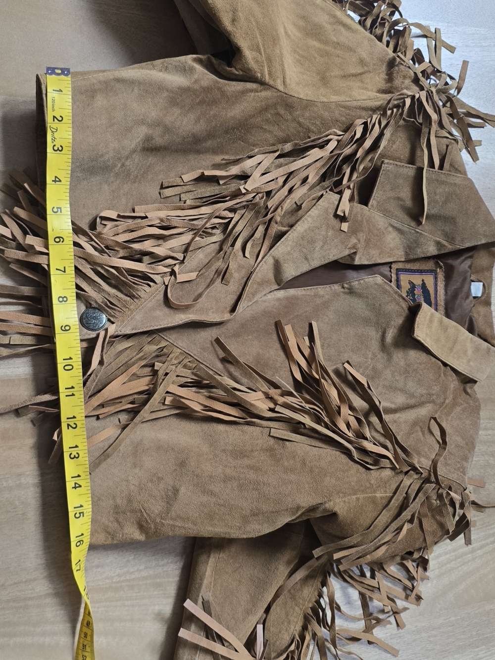 Vtg Fox Run Tan Suede Leather Fringe Jacket Cropped Western Boho Cowgirl Size S - Picture 3 of 14